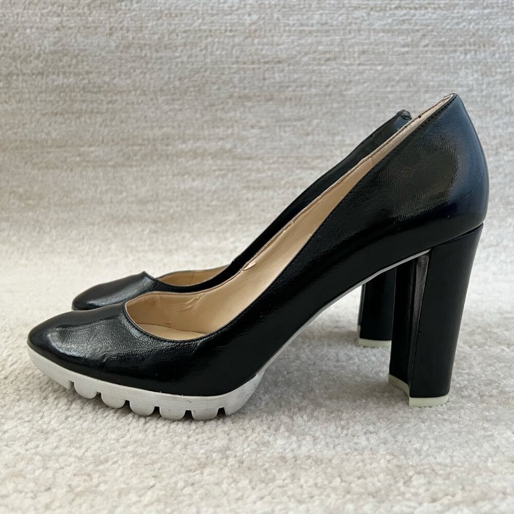 Nine West Edrica Black Platform Chunky High Heels Shoes 9.5